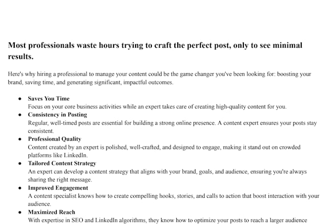 write professional engaging linkedin content